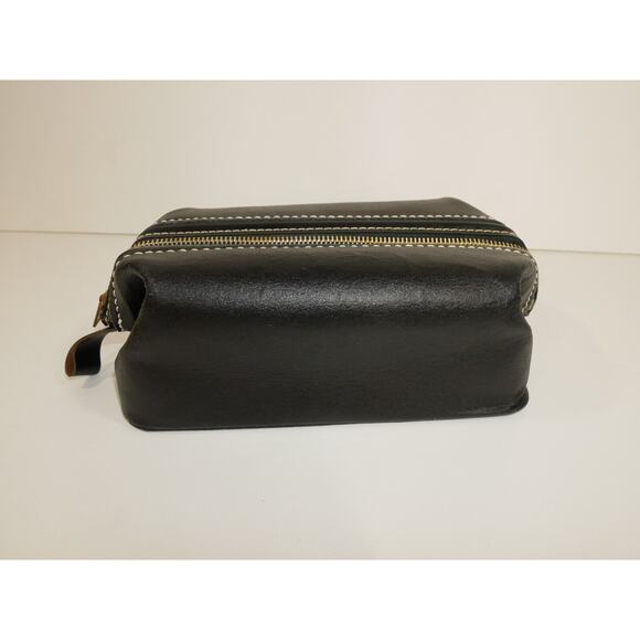 VINTAGE "SWANK" - Split Cowhide Toiletries Shave Case Black - Picture 1 of 16